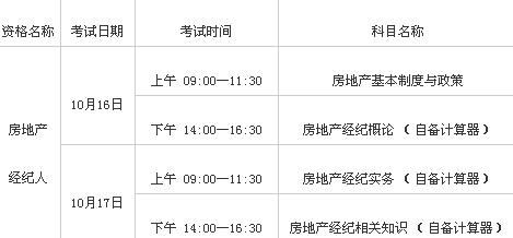考试时间及科目安排