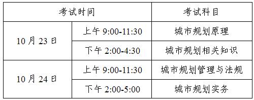 2010年城市规划师考试时间