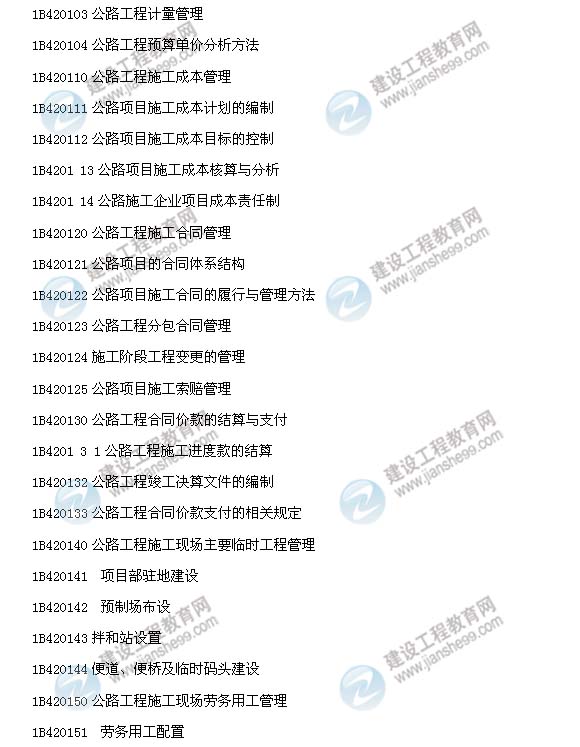 2014年一建公路工程实务大纲