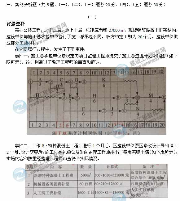 2014年一级建造师建筑工程管理与实务案例试题及答案