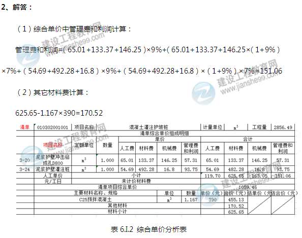 【老师解析】2014年造价工程师案例分析试题及答案（案例六）