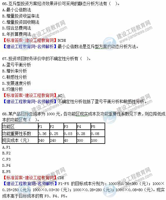 2012年造价工程师《理论与法规》试题及详细答案解析（7）