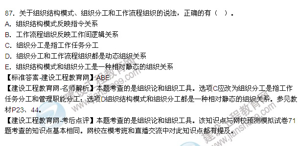 2015年一级建造师建设工程项目管理试题及答案（81-89题）