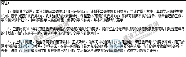 2016年一级建造师执业资格考试预习阶段学习计划
