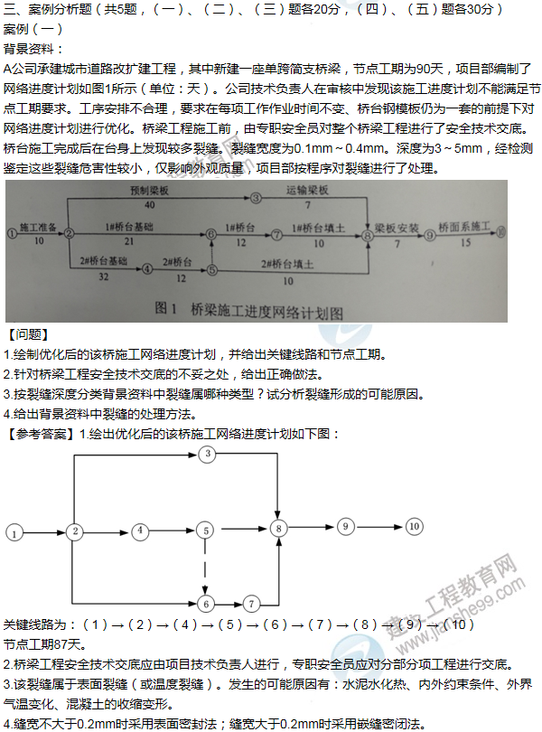 2014年一级建造师市政工程试题及答案(案例一)