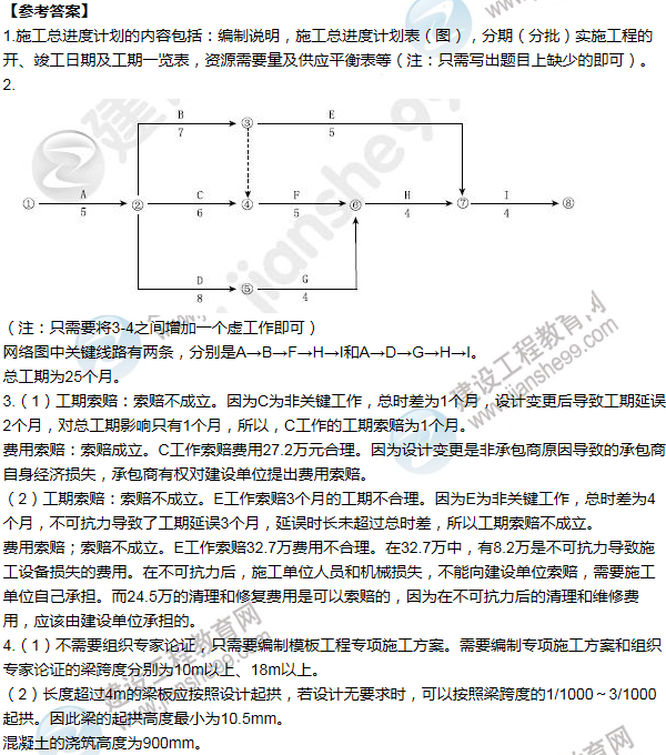 2015年一级建造师建筑工程试题及答案(案例一)