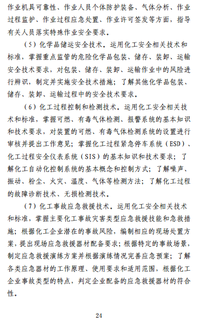 中级注册安全工程师《安全生产专业实务》考试大纲(征求意见稿)