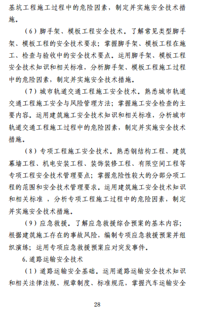 中级注册安全工程师《安全生产专业实务》考试大纲(征求意见稿)