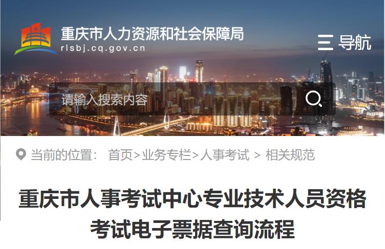 重庆市人事考试中心专业技术人员资格考试电子票据查询流程