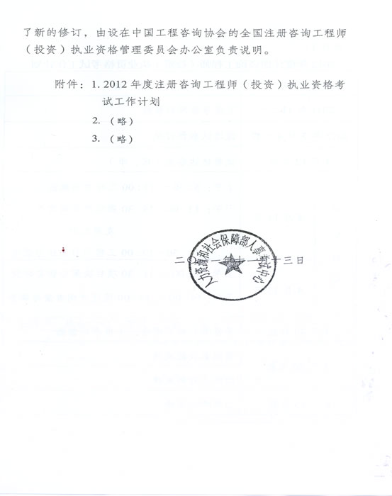 关于做好2012年度注册咨询工程师(投资)执业资格考试考务工作的通知