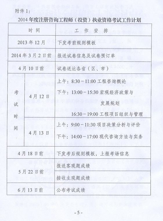 2014年注册咨询工程师执业资格考试考务工作的通知