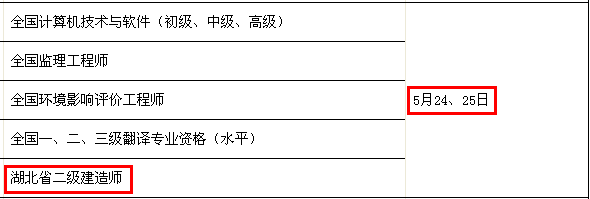 湖北二级建造师考试时间