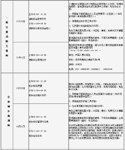 2018年一级注册消防工程师考试时间及科目