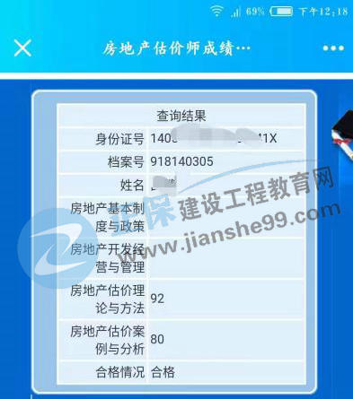 房地产估价师学员晒成绩