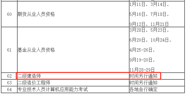安徽二建考试时间