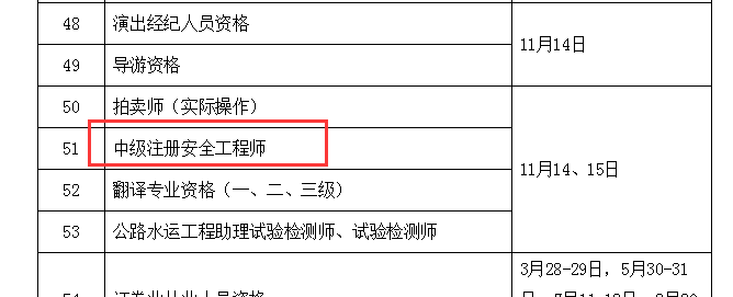 西藏2020年安全工程师考试时间-11月14日和15日