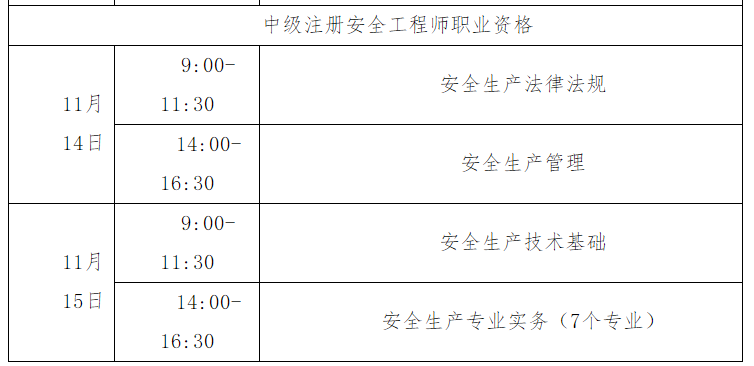 安全考试时间表