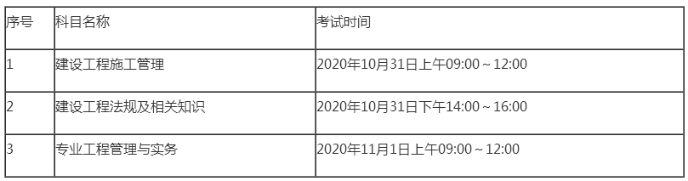 二建考试时间2020海南