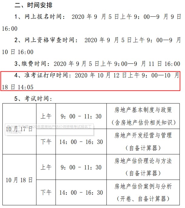 贵州房地产估价师准考证打印时间