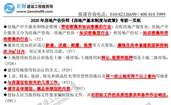 2020年房地产估价师《房地产估价制度与政策》考前一页