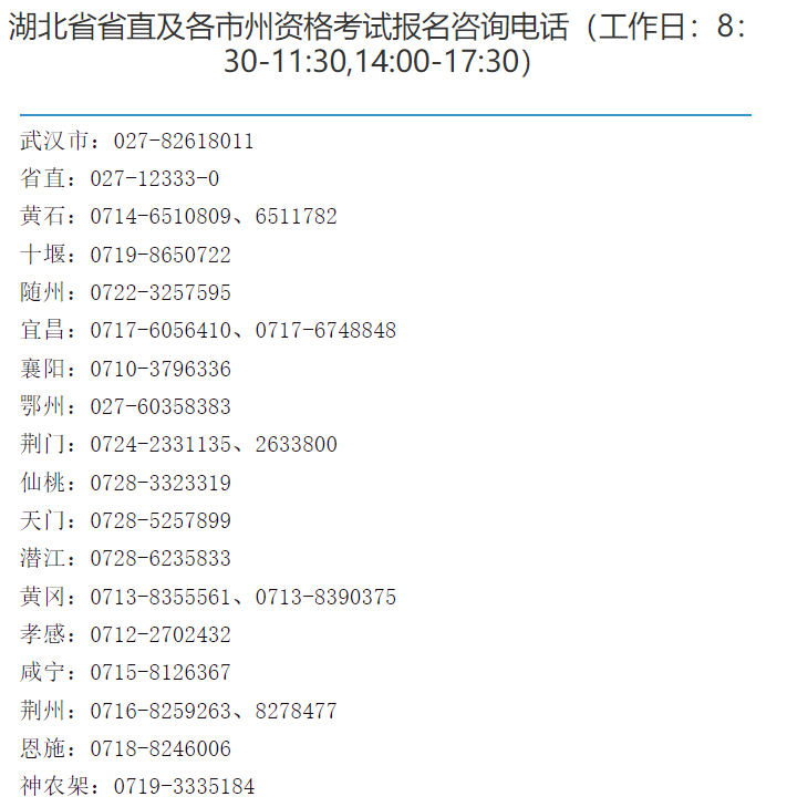 湖北省省直及各市州监理工程师考试报名咨询电话