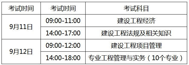 安徽一级建造师考试时间