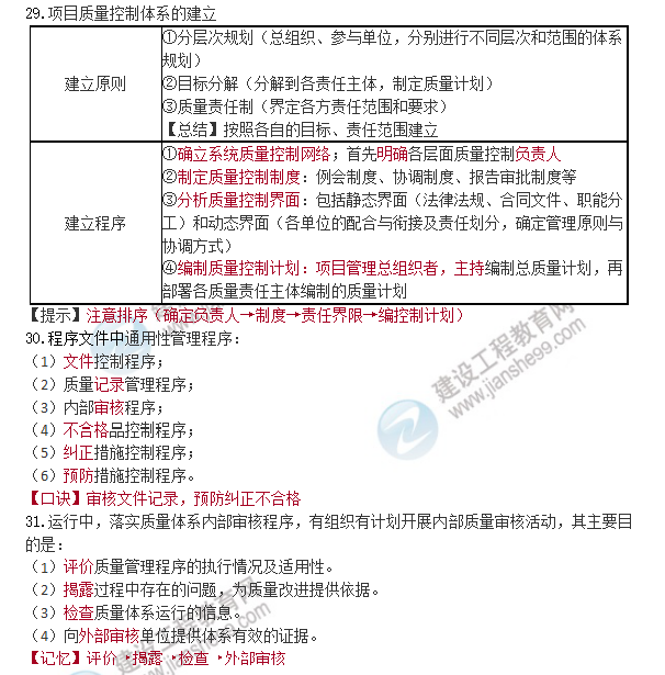 一建管理口诀