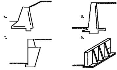 下图中（ ）是依靠衡重台上填土的下压作用和全墙重心的后移增加墙体稳定的。