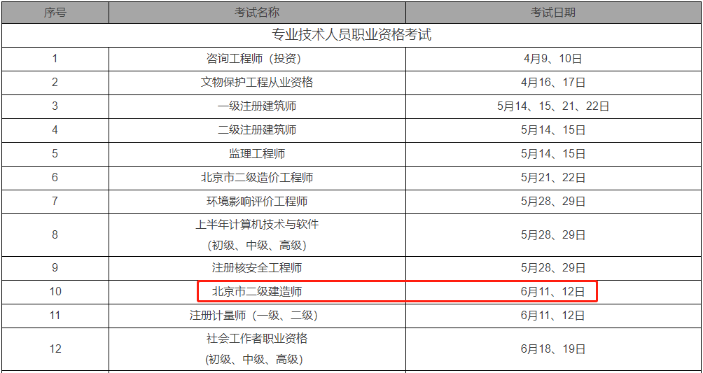 二级建造师考试时间