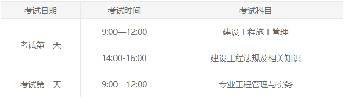 二级建造师考试安排