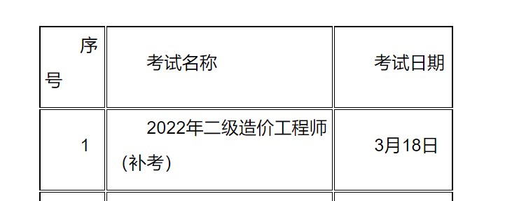 江苏省2022年度二级造价师补考及考试时间已公布