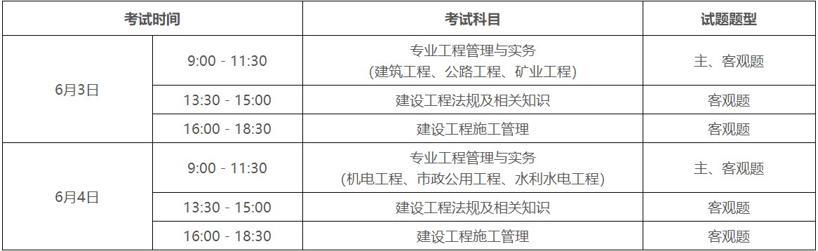 广东2023年二级建造师考试各科目考试时间公布