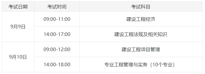 考试时间一建