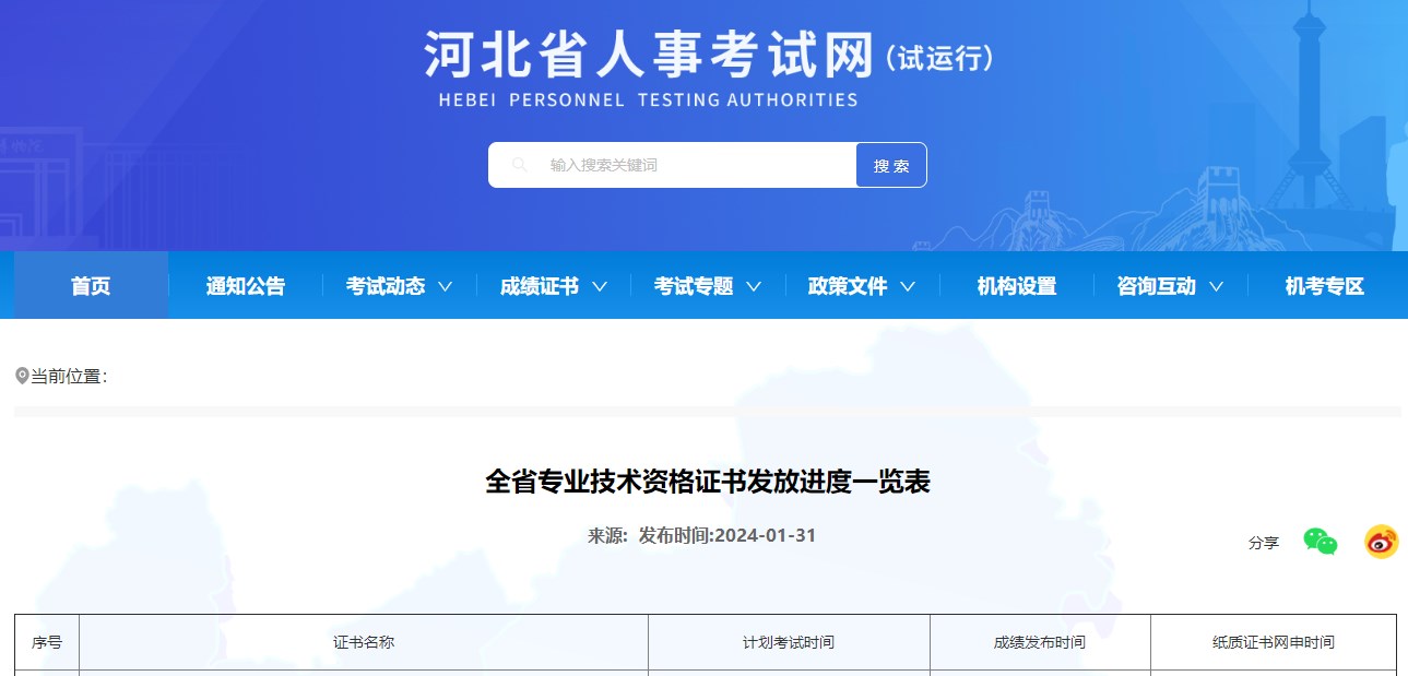河北省2023年一级造价师纸质证书网申时间2024年1月31日开始