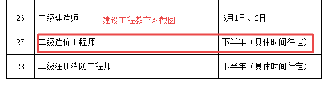2024年甘肃省二级造价工程师考试时间为下半年